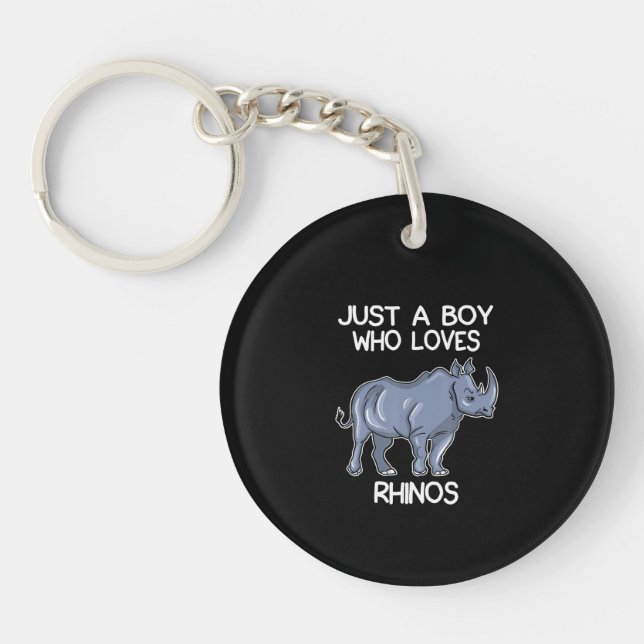 Just A Boy Who Loves Rhinos Lover Gift Rhinoceros Key Ring (Front)