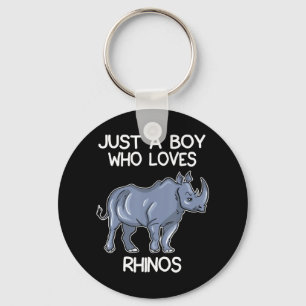 Just A Boy Who Loves Rhinos Lover Gift Rhinoceros Key Ring