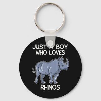 Just A Boy Who Loves Rhinos Lover Gift Rhinoceros Key Ring