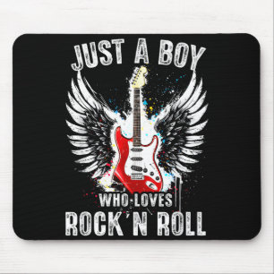 Just A Boy Who Loves Rock And Roll Rock Band Guita Mouse Pad