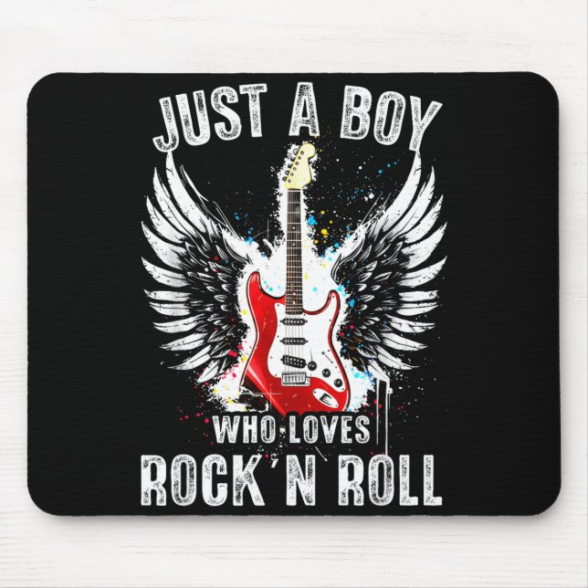 Just A Boy Who Loves Rock And Roll Rock Band Guita Mouse Pad (Front)