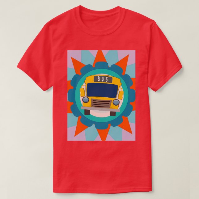 Just A Boy Who Loves School Buses Colourful Design T-Shirt (Design Front)