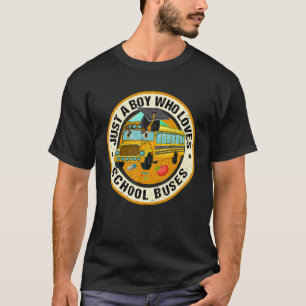 Just A Boy Who Loves School Buses Cute Bus  Vintag T-Shirt
