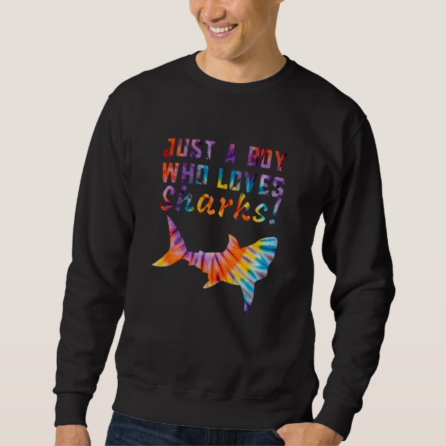 Just a Boy who Loves Sharks Ocean Fish Rainbow Tie Sweatshirt (Front)