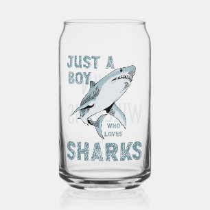 Just a boy who loves Sharks Shark Lover Can Glass