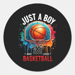 Just A Boy Who Loves Sketll Funny Sports Boys Play Classic Round Sticker
