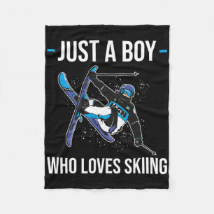 Just A Boy Who Loves Skiing Ski Outfit Nordic Skie Fleece Blanket