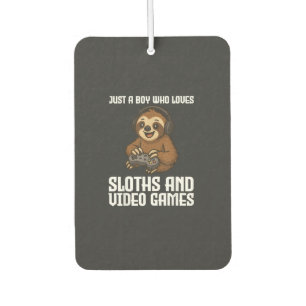 Just A Boy Who Loves Sloths and Video Games Gamer  Car Air Freshener