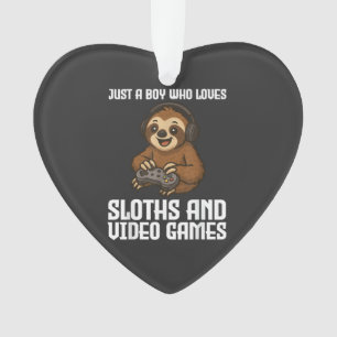 Just A Boy Who Loves Sloths and Video Games Gamer  Ornament