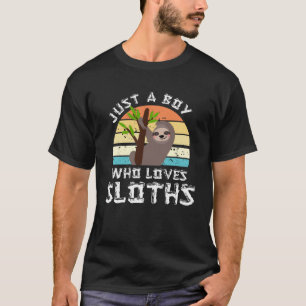 Just A Boy Who Loves Sloths Retro Sloth For Men T-Shirt
