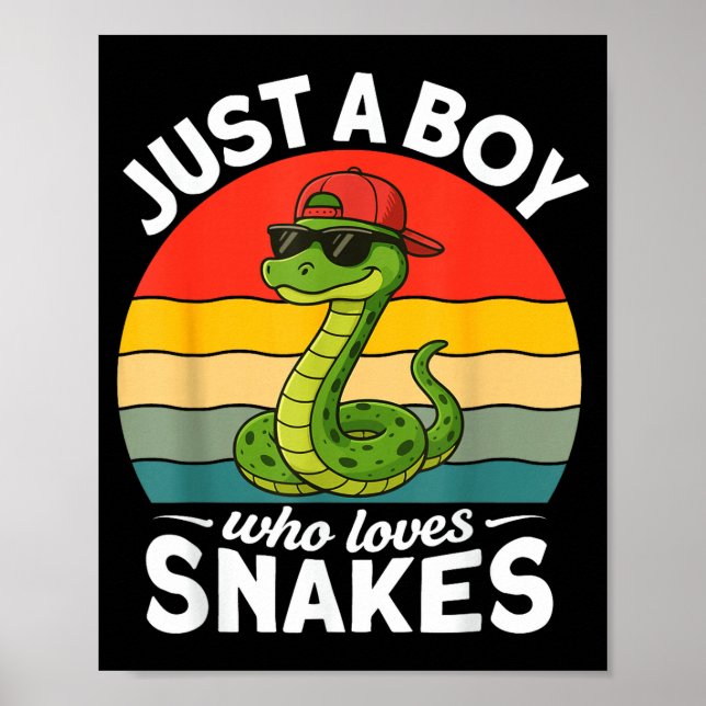 Just A Boy Who Loves Snakes Funny Snake Reptile Ki Poster (Front)