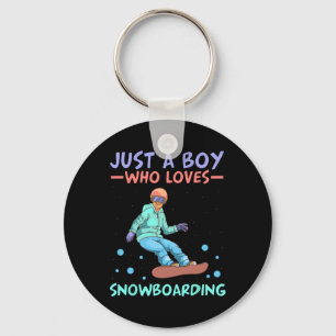 Just A Boy Who Loves Snowboarding Skiing Snowboard Key Ring