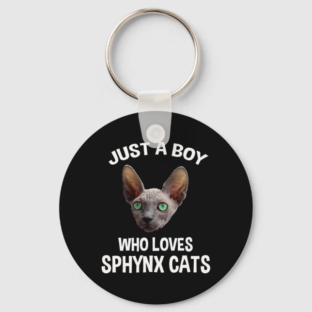 Just A Boy Who Loves Sphynx Cats Key Ring (Front)