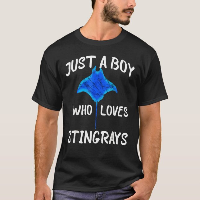 Just A Boy Who Loves Stingrays Manta Ray Water Ani T-Shirt (Front)