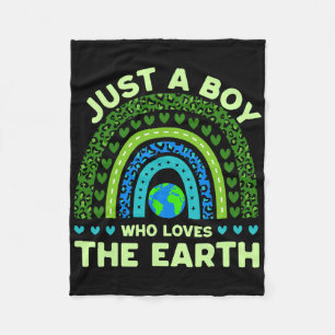 Just A Boy Who Loves The Earth Earth Day Rainbow Fleece Blanket
