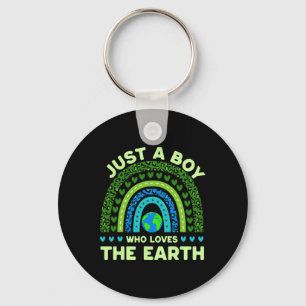 Just A Boy Who Loves The Earth Earth Day Rainbow  Key Ring
