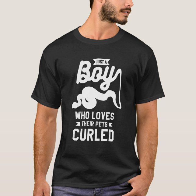 Just A Boy Who Loves Their Pets Curled Ball Python T-Shirt (Front)