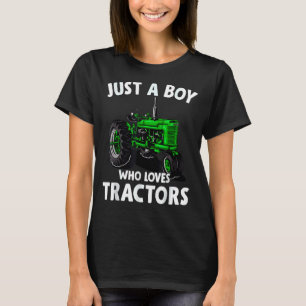 Just A Boy Who Loves Tractors Christmas Kids Farm T-Shirt