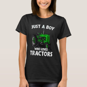 Just A Boy Who Loves Tractors Christmas Kids Farm T-Shirt