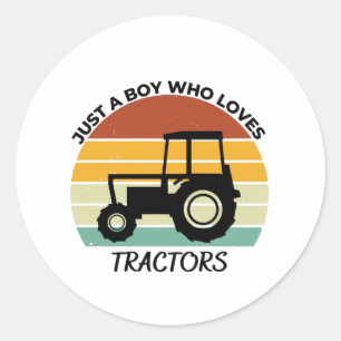 Just a Boy who loves tractors Classic Round Sticker