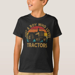 Just a Boy Who Loves Tractors Funny Boys Kids Farm T-Shirt