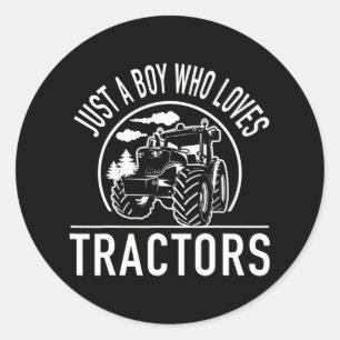 Just A Boy Who Loves Tractors Funny Tractor Farm Classic Round Sticker
