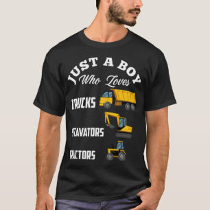 Just A Boy Who Loves Trucks Excavators namastay bo T-Shirt