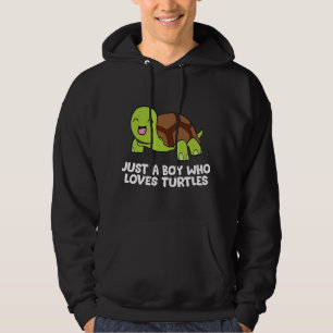 Just A Boy Who Loves Turtles Cartoon Sea Turtle Bo Hoodie