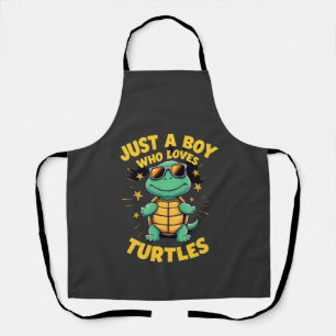 Just a boy who loves turtles Children boy (1) Apron