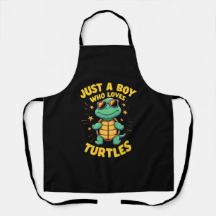 Just a boy who loves turtles Children boy (1) Apron