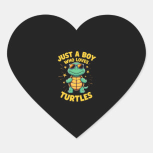 Just a boy who loves turtles Children boy (1) Heart Sticker