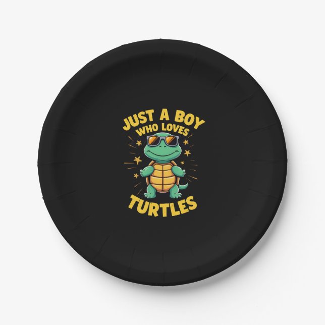 Just a boy who loves turtles Children boy (1) Paper Plate (Front)