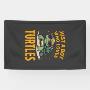 Just a boy who loves turtles Children boy (2) Banner