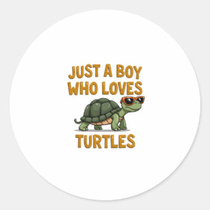 Just a boy who loves turtles Children boy (2) Classic Round Sticker