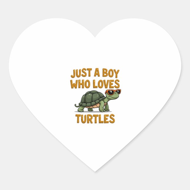 Just a boy who loves turtles Children boy (2) Heart Sticker (Front)