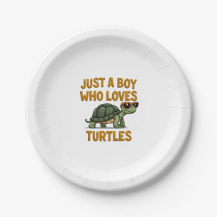 Just a boy who loves turtles Children boy (2) Paper Plate