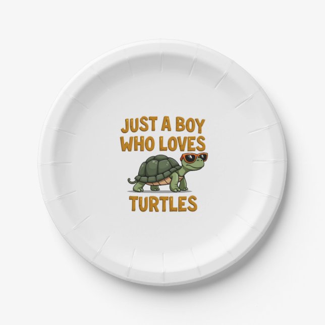 Just a boy who loves turtles Children boy (2) Paper Plate (Front)
