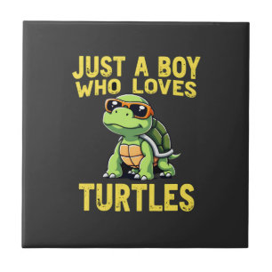Just a boy who loves turtles Children boy (3) Ceramic Tile