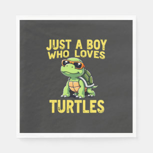Just a boy who loves turtles Children boy (3) Napkin