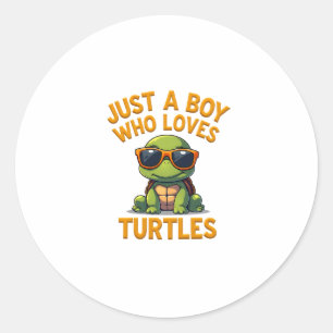 Just a boy who loves turtles Children boy Classic Round Sticker