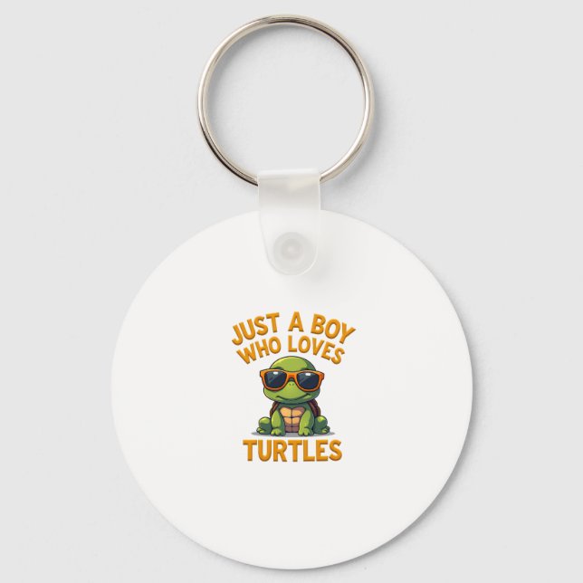 Just a boy who loves turtles Children boy Key Ring (Front)