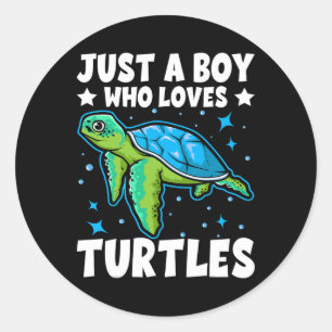 Just A Boy Who Loves Turtles Lover Gifts Sea Ocean Classic Round Sticker
