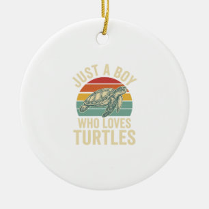 Just a Boy Who Loves Turtles Vintage Turtle Shirt_ Ceramic Ornament