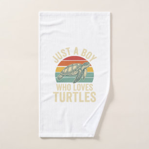 Just a Boy Who Loves Turtles Vintage Turtle Shirt_ Hand Towel