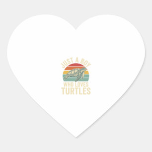 Just a Boy Who Loves Turtles Vintage Turtle Shirt_ Heart Sticker