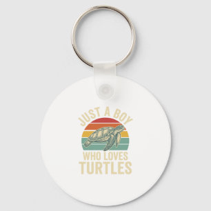 Just a Boy Who Loves Turtles Vintage Turtle Shirt_ Key Ring