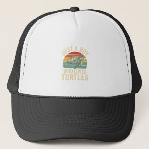Just a Boy Who Loves Turtles Vintage Turtle Shirt_ Trucker Hat