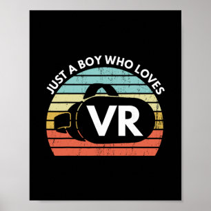 Just A Boy Who Loves Vr Funny Virtual Reality Athl Poster