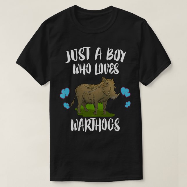 Just A Boy Who Loves Warthogs Animals  T-Shirt (Design Front)