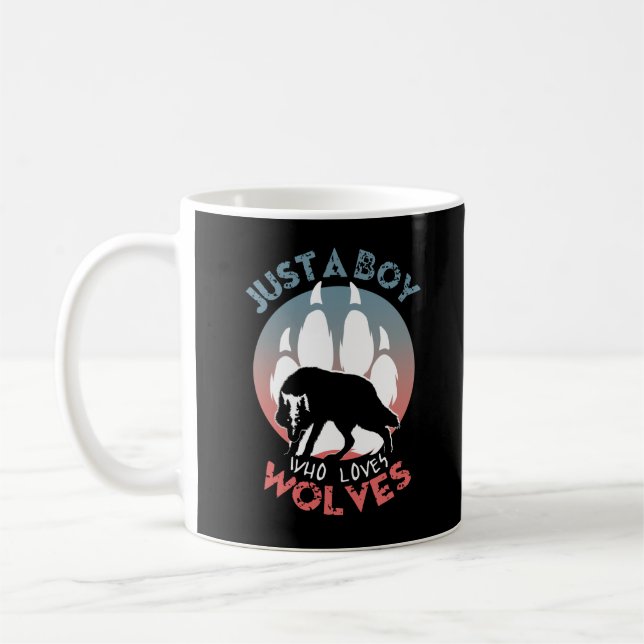 Just a boy who loves wolves coffee mug (Left)